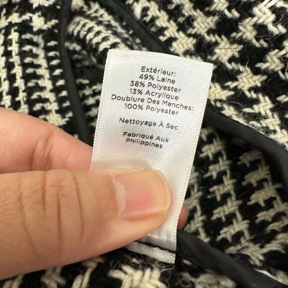 Talbots‎ Wool Blend Notched Collar Jacket Black White Plaid Double Breasted sz 6 - Picture 8 of 9